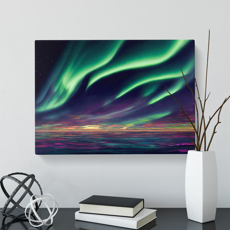 Graceful Aurora Borealis - Wrapped Canvas Print, 35cm H x 50cm W x 3cm D