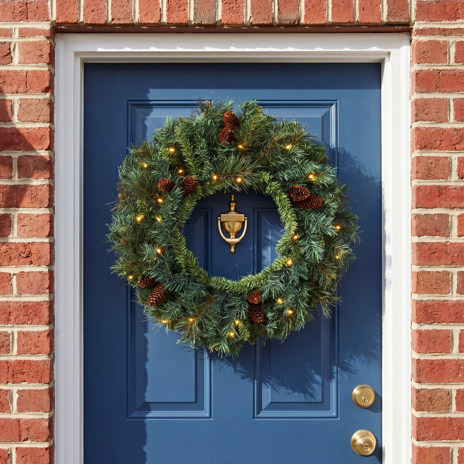 20'' Faux Pine Lighted Wreath