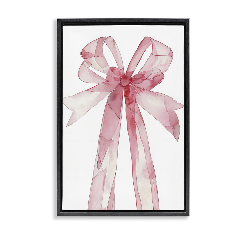 Cadre flottant avec aquarelle et nœuds roses, design par LSR Design Studio, Cadre flottant noir de jais, H 25 po x l 17 po