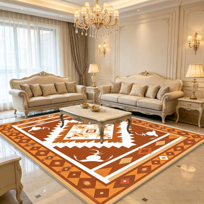Tapis chaleureux brun clair et confortable pour le sud-ouest pour le salon, doux et confortable, convient à toutes les saisons, facile à entretenir, tapis de sol intérieur lavable à la machine, sous la ferme pour la chambre à coucher, la salle à manger, le bureau, le balcon, le patio