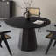 Tables de salle à manger rondes noires en bois massif-818649261