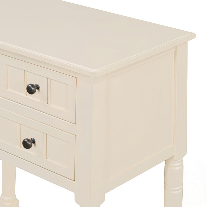 Console étroite, canapé mince avec trois tiroirs de rangement et tablette inférieure pour une élégance compacte, Beige