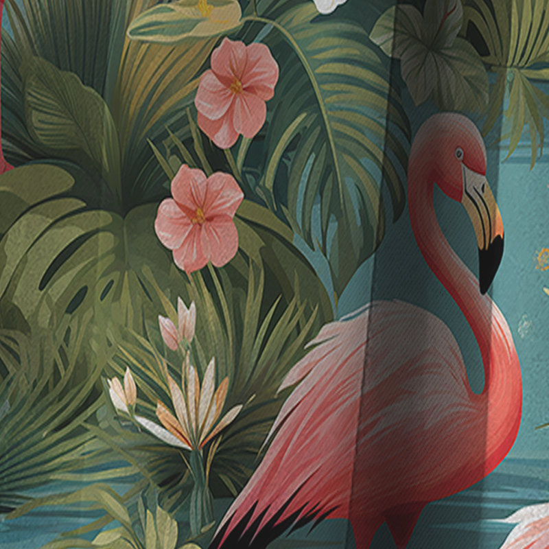 Motif tropical Flamingo Paradise - Rideau floral - Rideau occultant en velours - 1 panneau, L 52 po x L 108 po