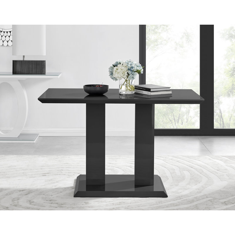 Eubanks Double Pedestal High Gloss Dining Table - Luxury Modern Design, Black, 75cm H X 120cm W X 70cm D