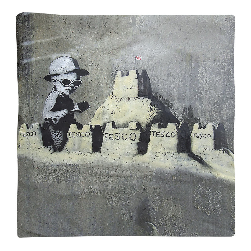 Banksy Graffiti No Pattern Square Napkin, 10" x 10", Poly Twill