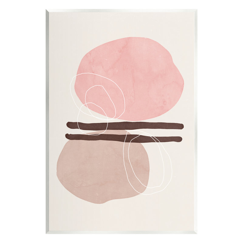 Toile flottante rose pastel formes géométriques par Nina Blue, H 15 po x l 10 po x P 0,5 po, Bois
