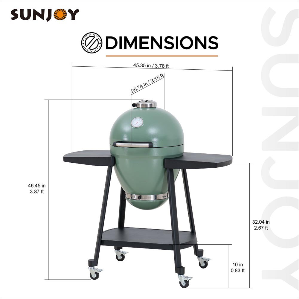 Kamado Grill with Pizza Stone, Green