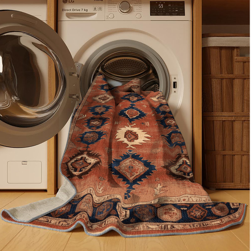 Machine Washable Persian Brown Area Rug, Square 5'