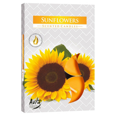 Sunflower Scented Tealight Candle with Glass Holder