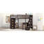 Lit mezzanine simple en bois massif avec lit plateforme, lit brun riche avec rangement intégré et escalier de rangement