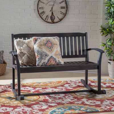 Dark Grey Wood Bench - Rocking Ideal For Outdoor Spaces Like Patio And Backyard Hue Enjoy Relaxation On Porch Or