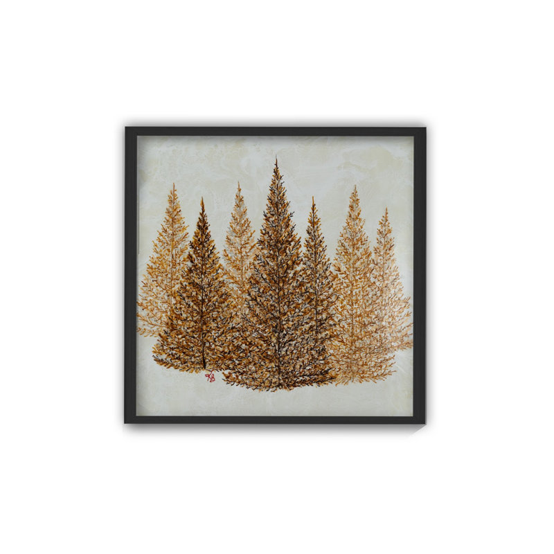 Art mural sur toile "Gilded Pines" par Karen Biery, Toile avec cadre flottant noir, H 20 po x l 20 po, Black