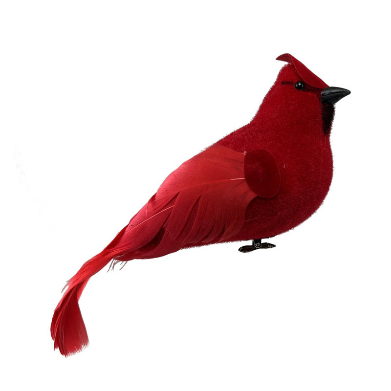 Ornement cardinal rouge avec pince