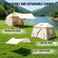 Tente de camping gonflable 4 saisons Oxford 7 pi x 8 pi Beige Oxford avec vérin, fenêtres en filet et pompe