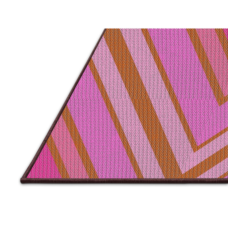 Tapis rose à motif géométrique Kondo, Rectangle 5 pi x 7 pi