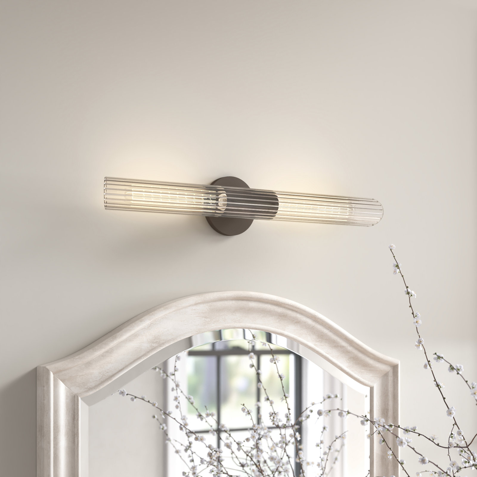 Anston 2 Light Glass Steel Dimmable Armed Sconce, Old Bronze