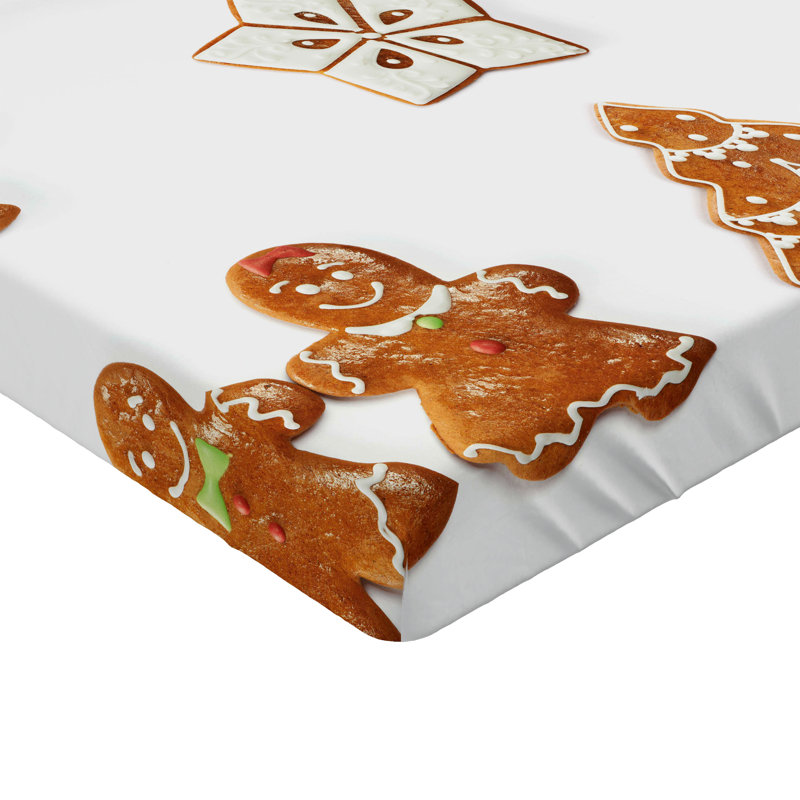 Ensemble de 2 drap-housse Ambesonne Gingerbread Man brun pâle et blanc, Drap-housse très grand californien