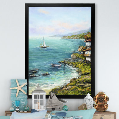 " Sailboat In Bay " Painting Print