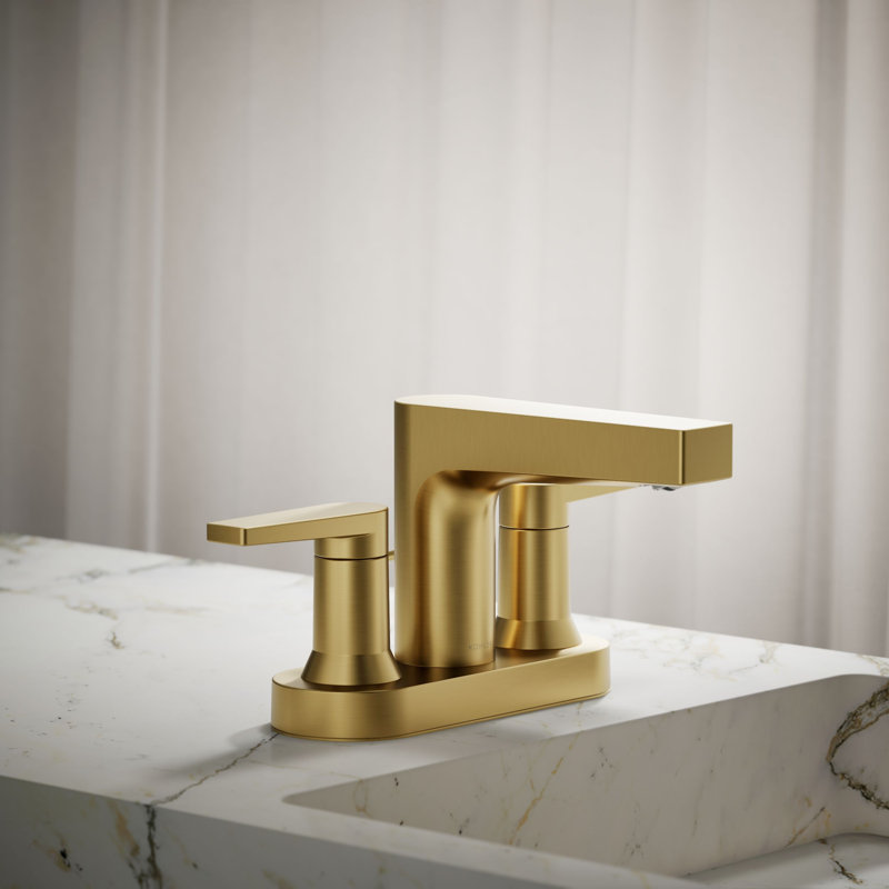 Robinet de lavabo de salle de bain central Taut, Laiton brossé éclatant moderne