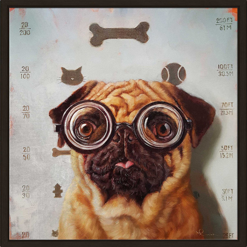 Examen canin par Lucia Heffernan - Peinture, Cadre flottant espresso, H 27,5 po x l 27,5 po x P 2 po