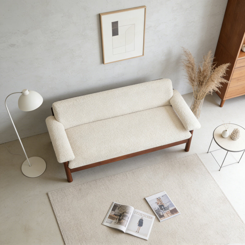 72.8" Loveseat Couch with Armrest Pillows, Beige
