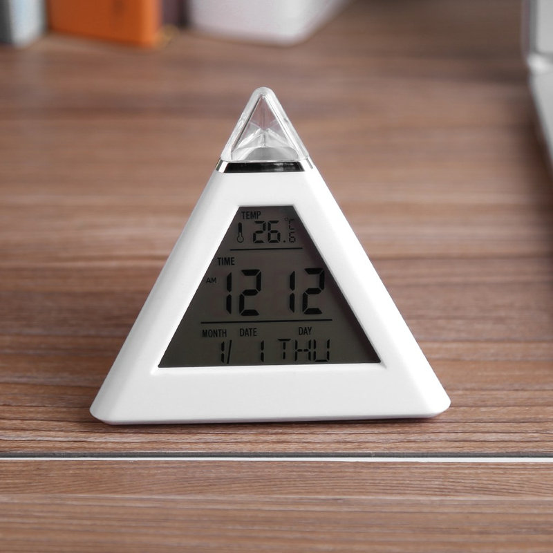 LED Color Changing Digital LCD Alarm Clock Thermometer Night Light Desktop Table Clocks