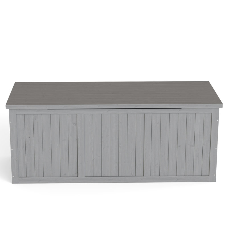 Outdoor Solid Wood 112 Gallon Deck Box For Pool , Patio Cushions, And Garden Tools - Low Maintenance Patio, Porch, Or Poolside Stylish Storage With Dual-Purpose Seat Table Top