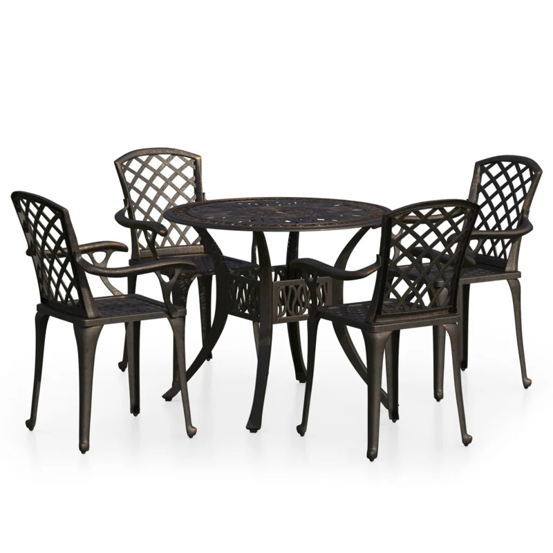 Osullivan 4 - Person Patio Dining Set with Round Table, Bronze