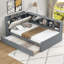 Lit plateforme en bois avec lit gigogne, tablettes et tête de lit-107364925-107364928