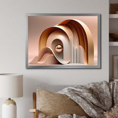 Rose et courbes architecturales futuristes sur toile
