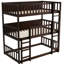 Lit simple superposé triple en bois d'hévéa, garde-corps détachables, échelles pour lit de chambre Islandais avec, adolescent