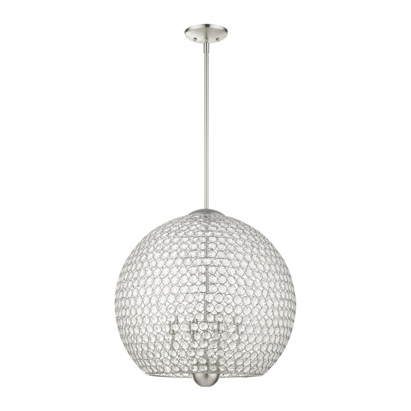 Lustre tambour 4 lumières Ludie, Nickel brossé