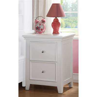 Pine Wood Nightstand With 2 Drawers