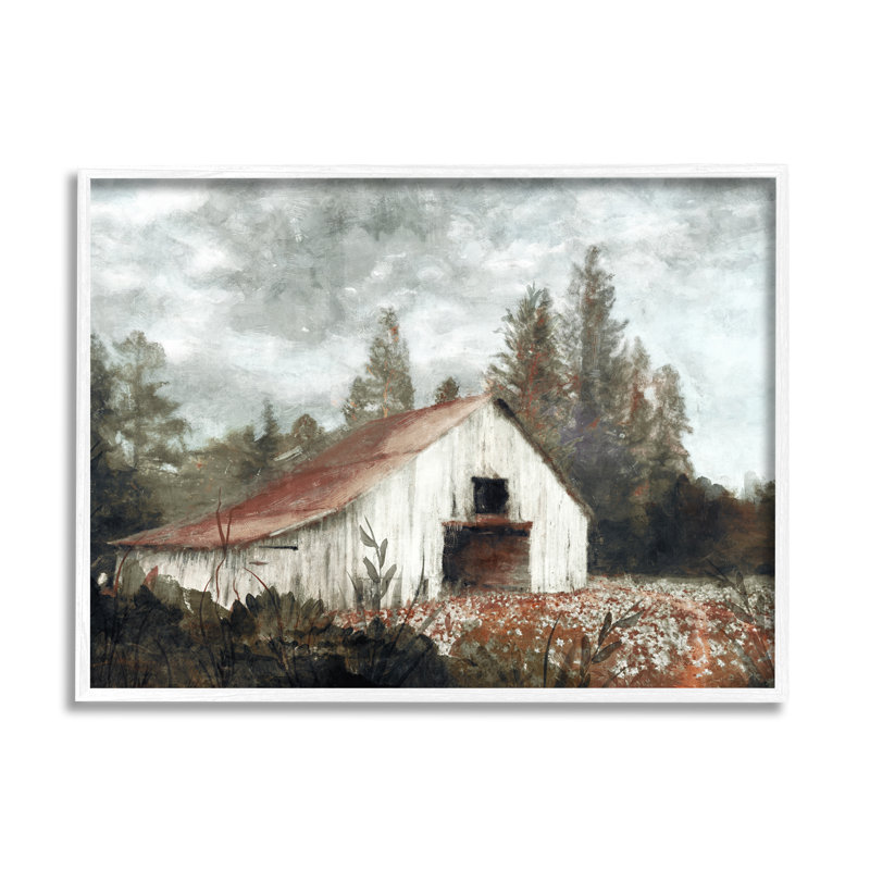 «Barn in Meadow Landscape», art de la giclée blanche encadrée par Nina Blue, H 11 po x l 14 po x P 1,5 po