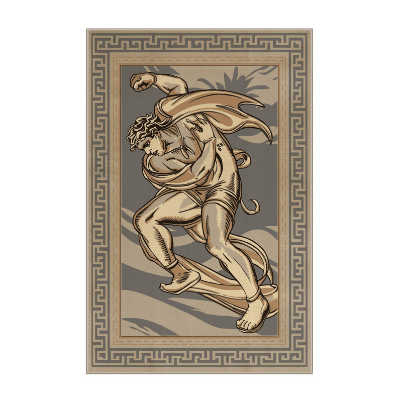 Tapis oriental brun classique et beige lavable à la machine Paxton, 6 X 9