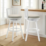 Drumrankin Counter Height Or Bar Height Rubberwood Barstool With Fabric Seat - Set Of 2