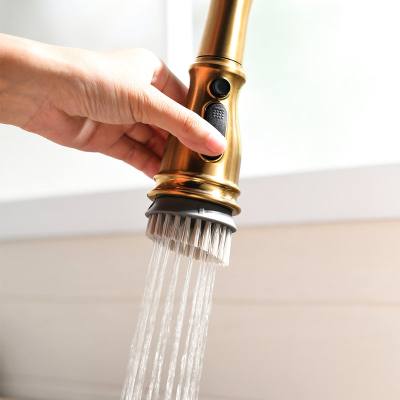 Pull Out Gold Kitchen Sink Faucet - Modern Finish For A Stylish And Contemporary Brushed With Classic Look Traditional