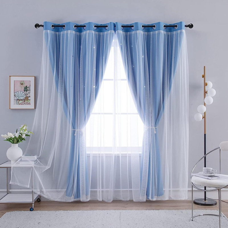 Calabro Room Darkening Curtain Single Panel, Blue