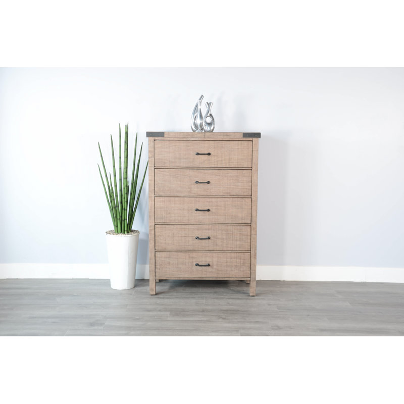 Commode en bois massif 5 tiroirs Marica