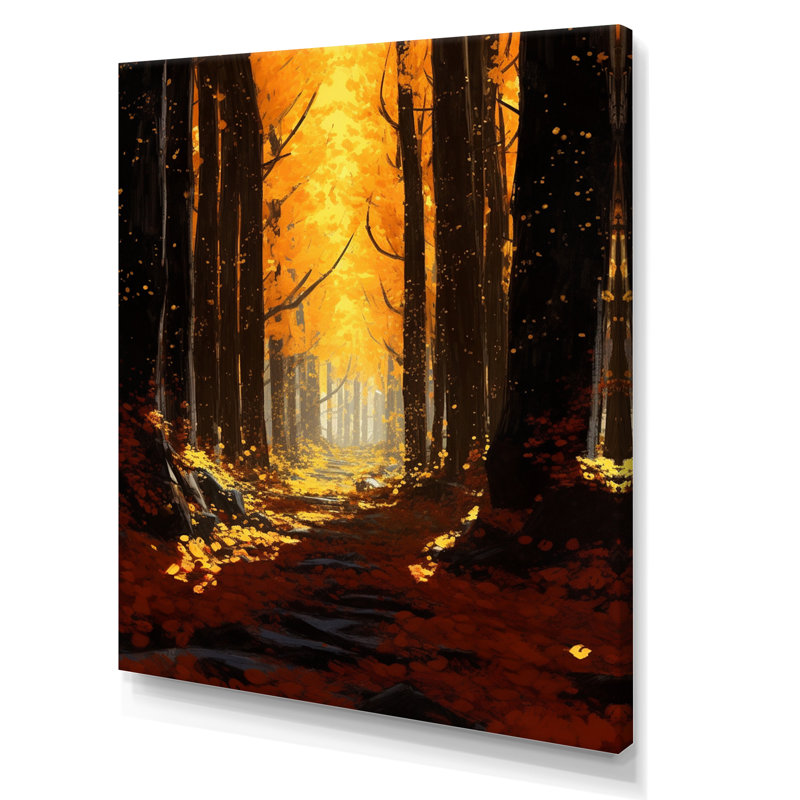 «Warm Autumn Sunlight Shining In The Forest», reproduction sur toile, Toile tendue, H 32 po x l 16 po x P 1 po