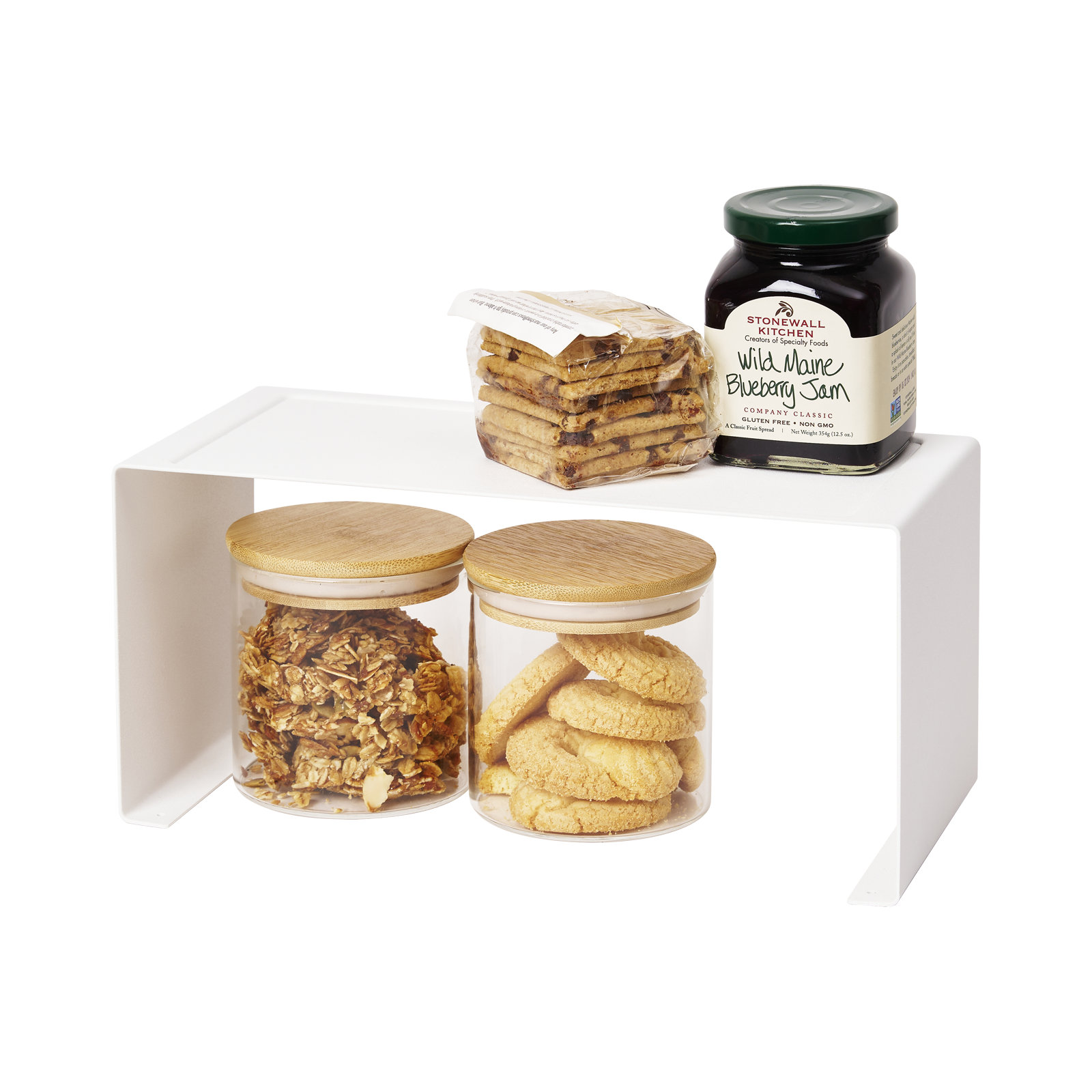 Tower Yamazaki Home Stackable Kitchen Rack, Storage Organizer Counter Shelf, Small, Stack up to Two, 5.5" H x 12" W x 5.5" D