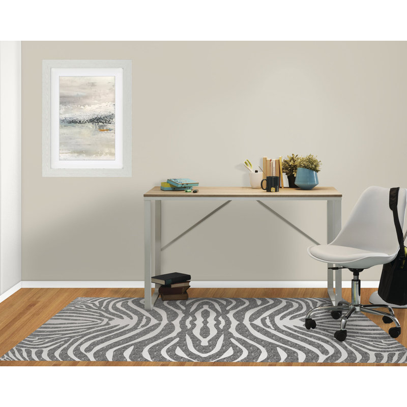 Light Zebra Low Pile Carpet Straight Rectangular Chair Mat, 8' x 10', Gray