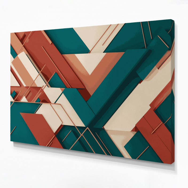 «Geometric Abstraction 92», art mural sur toile verte, H 11 po x l 14 po