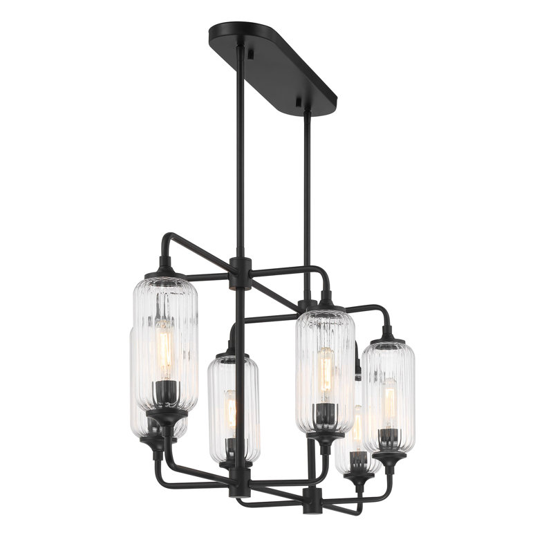 Lustre linéaire à 6 lumières Nunley, Noir mat