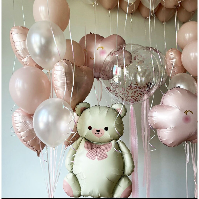 Ensemble de ballons pastel Enchanting avec ours en peluche et nuage
