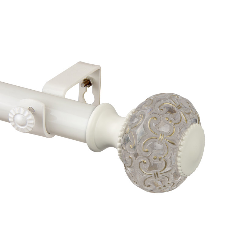 Tringle à rideaux simple 1 po Matias, H 2,75 po x l 120 po x P 3,63 po, Blanc