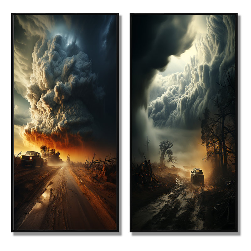 «Storm Mystical Cyclone I», 2 pièces, H 32 po x l 32 po, Cadre noir