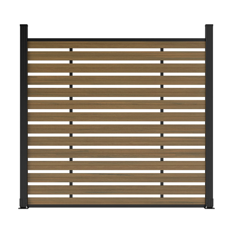 Clôture horizontale semi-intime en composite 6 pi H 6 pi pour terrasse, cour et jardin, Brun, 2