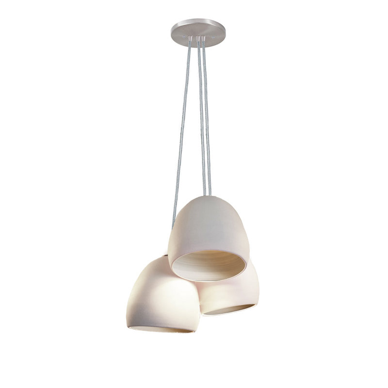 Luminaire suspendu grappe 3 lumières Clay, DEL, H 60 po, Argent