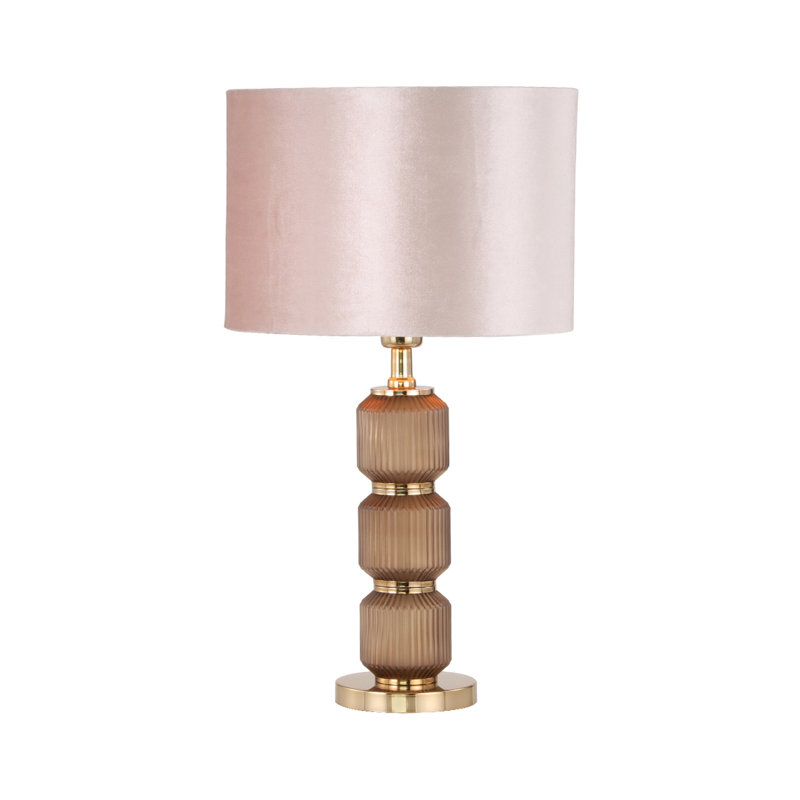 Amiran 57cm Living Room Table Lamp with Glass Base, Bedside Buffet Lamp for Bedroom, Champagne, Brown